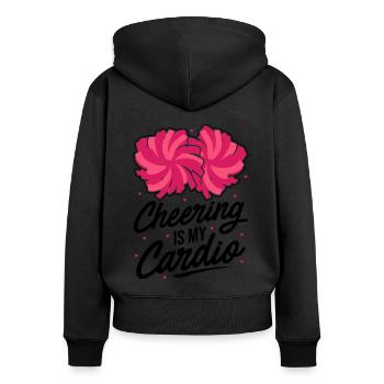 Cheering Is My Cardio Cheerleading Cheerleader Gym - Frauen Premium Bio Zip Hoodie - Schwarz - Hinten - Julia (174cm)