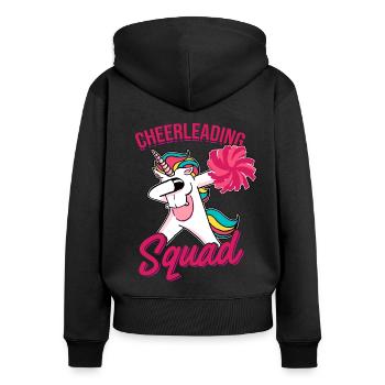 Cheerleading Squad Unicorn Cheerleader Cheerdance - Frauen Premium Bio Zip Hoodie - Schwarz - Hinten - Julia (174cm)