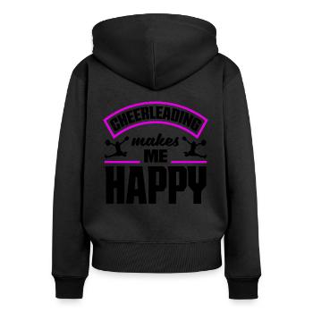 Cheerleading Makes Me Happy Cheerleader Gymnast Ch - Frauen Premium Bio Zip Hoodie - Schwarz - Hinten - Julia (174cm)