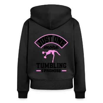 Just One More Tumbling I Promise Gymnast Cheerlead - Frauen Premium Bio Zip Hoodie - Schwarz - Hinten - Julia (174cm)
