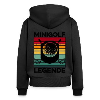 Minigolf Legende Retro Golfspieler Golfen Golfplat - Frauen Premium Bio Zip Hoodie - Schwarz - Hinten - Julia (174cm)