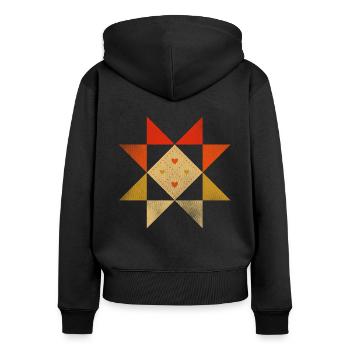 Retro Graphic Knitting Wool Quilting Stitching Sew - Frauen Premium Bio Zip Hoodie - Schwarz - Hinten - Julia (174cm)