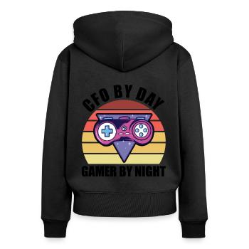 CFO By Day Gamer By Night Video Game Player Gaming - Frauen Premium Bio Zip Hoodie - Schwarz - Hinten - Julia (174cm)