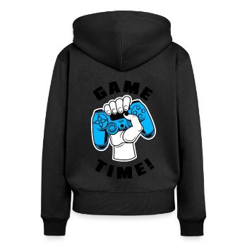 Game Time Video Game Player Gaming Gamer Console P - Frauen Premium Bio Zip Hoodie - Schwarz - Hinten - Julia (174cm)