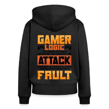 Gamer Logic The Harder You Press The Button Video - Frauen Premium Bio Zip Hoodie - Schwarz - Hinten - Julia (174cm)
