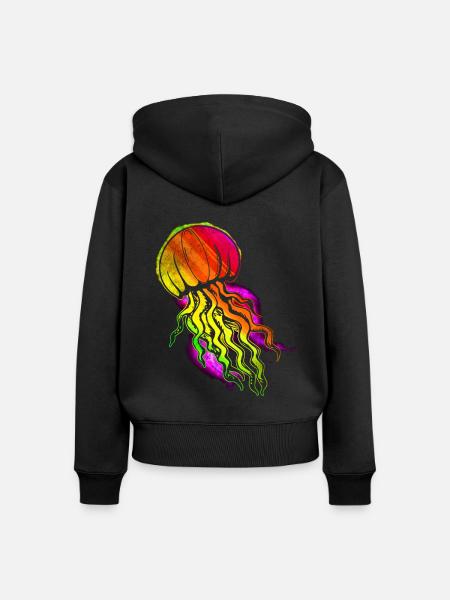 Bunte Qualle - Frauen Premium Bio Zip Hoodie - Schwarz