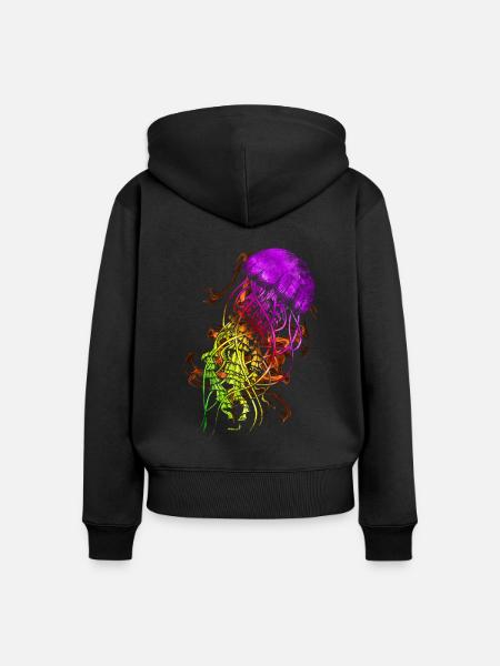 Bunte Qualle - Frauen Premium Bio Zip Hoodie - Schwarz