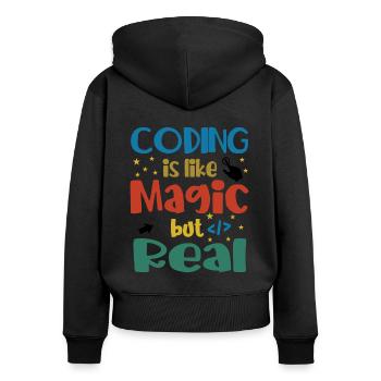 Coding Is Like Magic Coder Programmer Computer Gee - Frauen Premium Bio Zip Hoodie - Schwarz - Hinten - Julia (174cm)