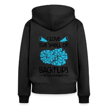I Love The Smell Of Backflip In The Morning Gymnas - Frauen Premium Bio Zip Hoodie - Schwarz - Hinten - Julia (174cm)