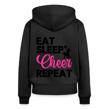 Eat Sleep Cheer Repeat Cheerleading Cheerleader Gy - Frauen Premium Bio Zip Hoodie - Schwarz - Hinten - Julia (174cm)