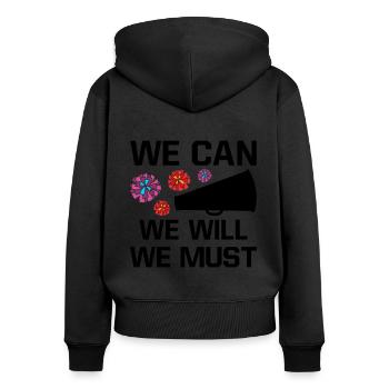We Can We Must We Will Cheerleading Cheerleader Da - Frauen Premium Bio Zip Hoodie - Schwarz - Hinten - Julia (174cm)