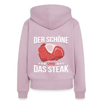 Der Schöne Und Das Steak Metzgerin Metzger - Frauen Premium Bio Zip Hoodie - Altrosa - Hinten - Julia (174cm)