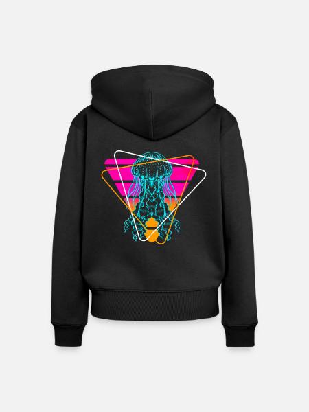 Vaporwave Qualle - Frauen Premium Bio Zip Hoodie - Schwarz