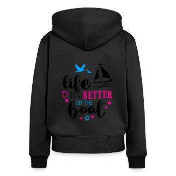Life Is Better On The Boat Sailboat Captain Sailin - Frauen Premium Bio Zip Hoodie - Schwarz - Hinten - Julia (174cm)