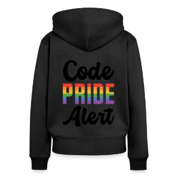 Code Pride Alert Bisexual Lesbian Love Asexual Tra - Frauen Premium Bio Zip Hoodie - Schwarz - Hinten - Julia (174cm)