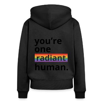 You're One Radiant Human Bisexual Transgender Rain - Frauen Premium Bio Zip Hoodie - Schwarz - Hinten - Julia (174cm)