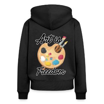 Art Is Freedom Artist Brush Colors Master Painter - Frauen Premium Bio Zip Hoodie - Schwarz - Hinten - Julia (174cm)