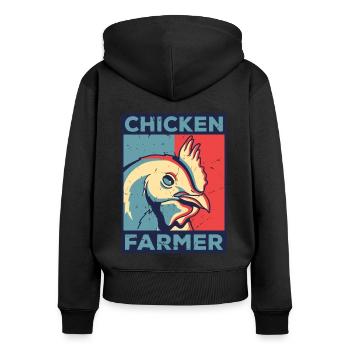 Chicken Farmer Agriculture Agriculteur Farmer Farm - Frauen Premium Bio Zip Hoodie - Schwarz - Hinten - Julia (174cm)