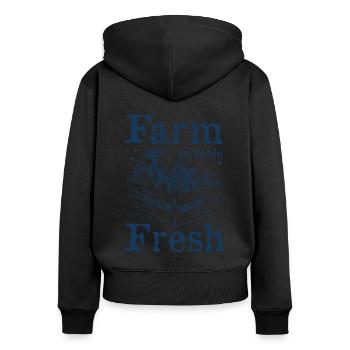 Farm To Table Fresh Graphic Tractor Tractor Drivin - Frauen Premium Bio Zip Hoodie - Schwarz - Hinten - Julia (174cm)