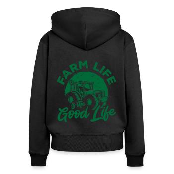 Farm Life Is The Good Life Agriculture Agriculteur - Frauen Premium Bio Zip Hoodie - Schwarz - Hinten - Julia (174cm)