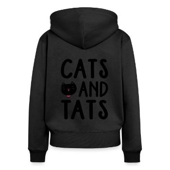 Cats And Tats Cat Lover Training Animals Pets Pet - Frauen Premium Bio Zip Hoodie - Schwarz - Hinten - Julia (174cm)