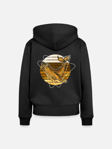 Buckelwal - Frauen Premium Bio Zip Hoodie - Schwarz