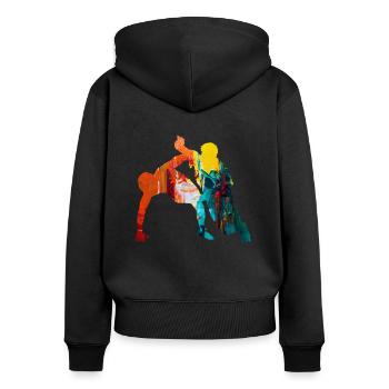 Lutteur de lutte Fighter Wrestling Kamfpkunst - Sweat à capuche zippé Premium bio Femme - noir - Dos - Julia (174cm)