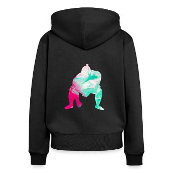 Lutteur de lutte Sumo Fighter Wrestling - Sweat à capuche zippé Premium bio Femme - noir - Dos - Julia (174cm)