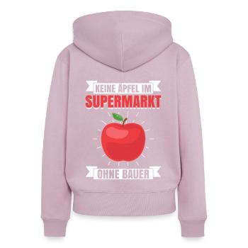 Keine Äpfel Im Supermarkt Ohne Bauer - Frauen Premium Bio Zip Hoodie - Altrosa - Hinten - Julia (174cm)