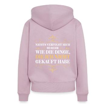 Nichts Verfolgt Mich So Sehr Wie Die Dinge, Die Ic - Frauen Premium Bio Zip Hoodie - Altrosa - Hinten - Julia (174cm)