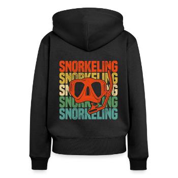 Retro Graphic Snorkeler Scuba Diver Diving Snorkel - Frauen Premium Bio Zip Hoodie - Schwarz - Hinten - Julia (174cm)