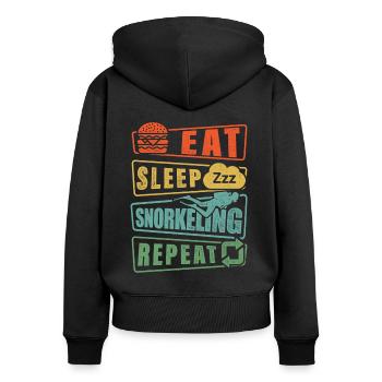 Eat Sleep Snorkel Repeat Scuba Diver Diving Snorke - Frauen Premium Bio Zip Hoodie - Schwarz - Hinten - Julia (174cm)