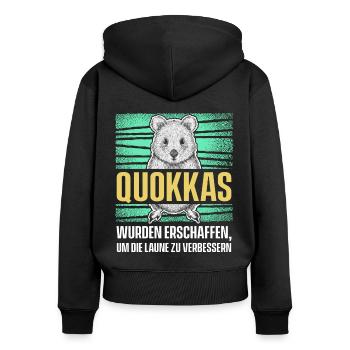 Quokkas Wurden Erschaffen, Um Die Laune Zu Verbess - Frauen Premium Bio Zip Hoodie - Schwarz - Hinten - Julia (174cm)