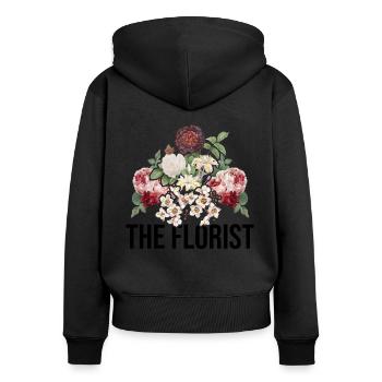 The Florist Graphic Botanical Flowers Gardening Pl - Frauen Premium Bio Zip Hoodie - Schwarz - Hinten - Julia (174cm)