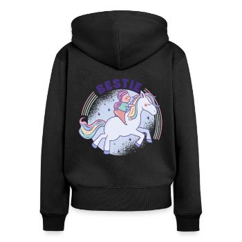 Bestie Graphic Horse Lover Equestrian Rider Horses - Frauen Premium Bio Zip Hoodie - Schwarz - Hinten - Julia (174cm)