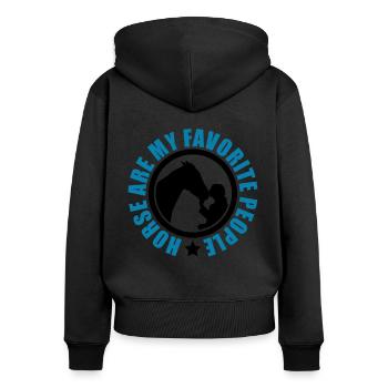 Horses Are My Favorite People Horse Lover Horse Ri - Frauen Premium Bio Zip Hoodie - Schwarz - Hinten - Julia (174cm)