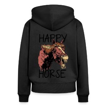 Happy Horse Graphic Horse Lover Equestrian Rider H - Frauen Premium Bio Zip Hoodie - Schwarz - Hinten - Julia (174cm)