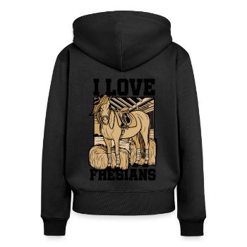 I Love Fresians Equestrian Horse Lover Horse Ridin - Frauen Premium Bio Zip Hoodie - Schwarz - Hinten - Julia (174cm)