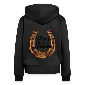 Love Horse Graphic Horse Lover Equestrian Rider Ho - Frauen Premium Bio Zip Hoodie - Schwarz - Hinten - Julia (174cm)