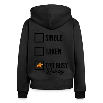 Single Taken Horse Riding Equestrian Horse Lover F - Frauen Premium Bio Zip Hoodie - Schwarz - Hinten - Julia (174cm)