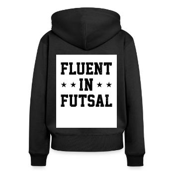 Fluent In Futsal Indoor Soccer Player Sport Footba - Frauen Premium Bio Zip Hoodie - Schwarz - Hinten - Julia (174cm)