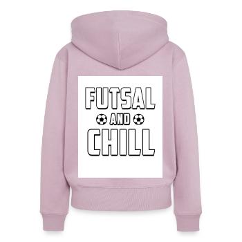 Futsal And Chill Football Player Indoor Soccer Foo - Frauen Premium Bio Zip Hoodie - Altrosa - Hinten - Julia (174cm)