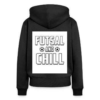Futsal And Chill Football Player Indoor Soccer Foo - Frauen Premium Bio Zip Hoodie - Schwarz - Hinten - Julia (174cm)