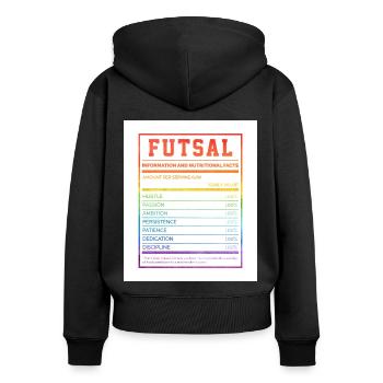 Futsal Information And Nutritional Facts Football - Frauen Premium Bio Zip Hoodie - Schwarz - Hinten - Julia (174cm)