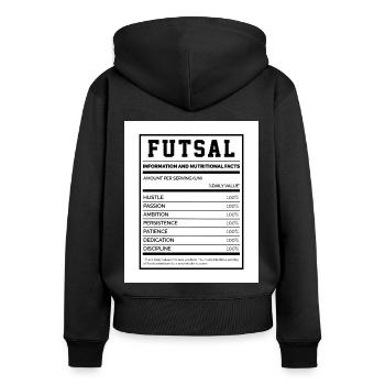 Futsal Information And Nutritional Facts Football - Frauen Premium Bio Zip Hoodie - Schwarz - Hinten - Julia (174cm)