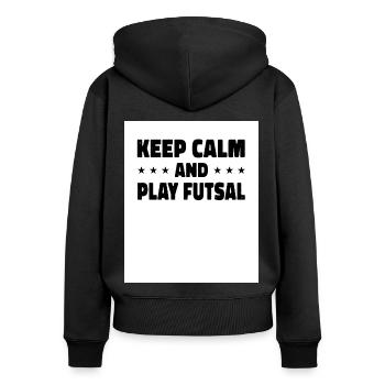 Keep Calm And Play Futsal Indoor Soccer Player Foo - Frauen Premium Bio Zip Hoodie - Schwarz - Hinten - Julia (174cm)