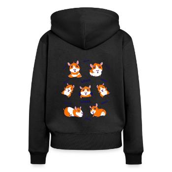 Wheek Wheek Graphic Guinea Pig Owner Pet Cavy Anim - Frauen Premium Bio Zip Hoodie - Schwarz - Hinten - Julia (174cm)