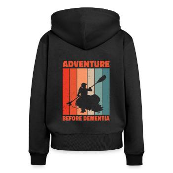 Adventure Before Dementia Kayaking Canoeing Rowing - Frauen Premium Bio Zip Hoodie - Schwarz - Hinten - Julia (174cm)