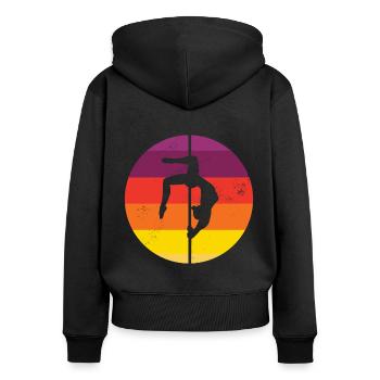 Retro Graphic Gymnast Gymnastics Acrobat Acrobatic - Frauen Premium Bio Zip Hoodie - Schwarz - Hinten - Julia (174cm)