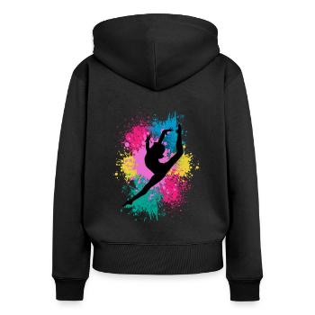 Retro Graphic Gymnast Gymnastics Acrobat Acrobatic - Frauen Premium Bio Zip Hoodie - Schwarz - Hinten - Julia (174cm)